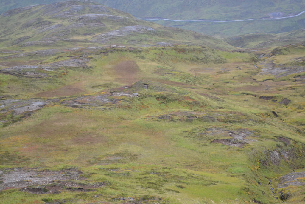 Tundra landscape with hidden bunker in the middle