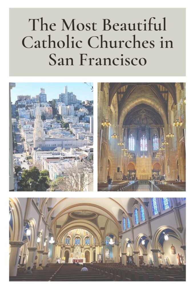 Picture with collage of Catholic Churches with title of the post