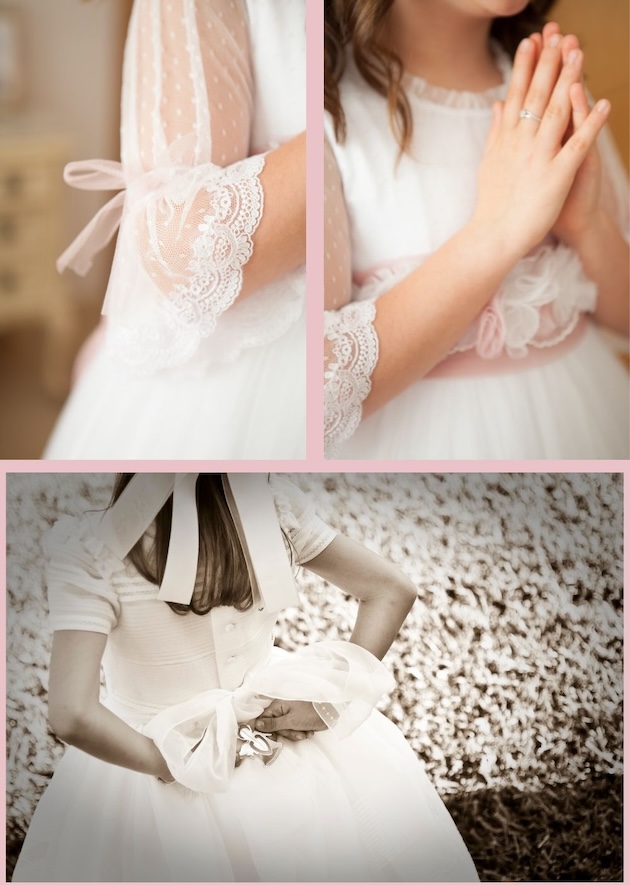 Collage of communion dresses for girls
