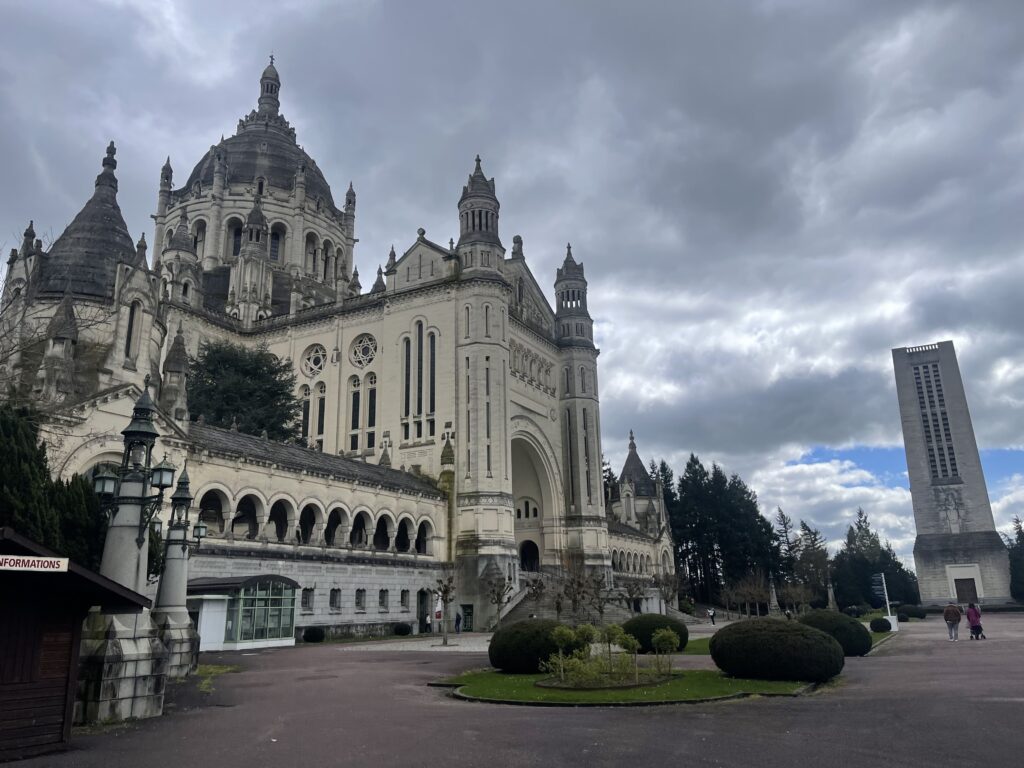 Basilica of Saint Therese of Lisieux taken from the side showing the vastness of the church