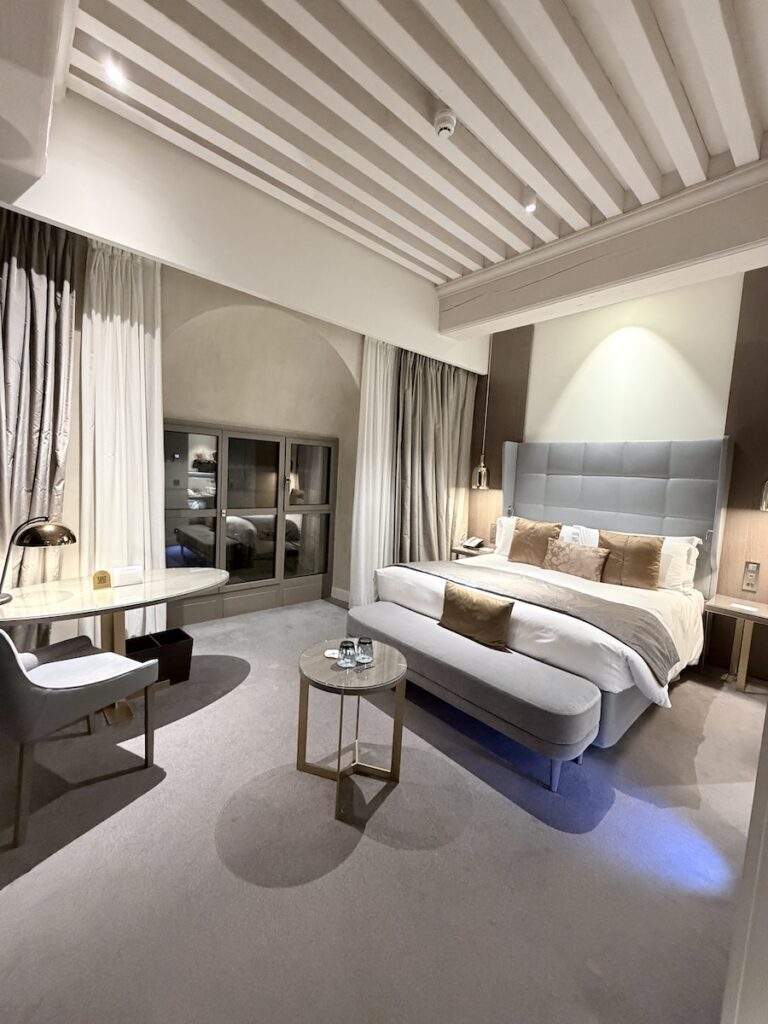 Guest room interior at InterContinental Lyon Hotel Dieu, a luxury hotel in Lyon, France.