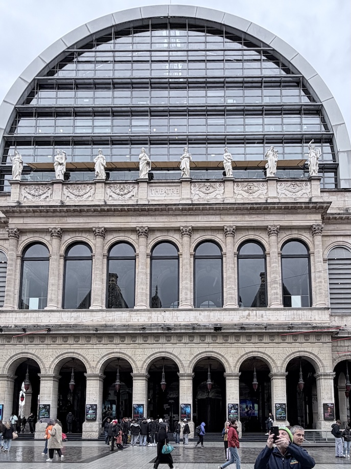 Opéra National de Lyon building with modern glass dome and classical façade in Lyon, France.